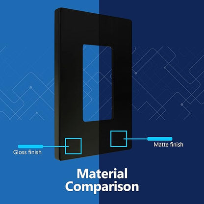 LIDER Matte Finish Decorator Switch Cover, Screwless Wall Plate, Mid-Size 1-Gang 4.88" x 3.11", Unbreakable Polycarbonate Thermoplastic, UL Listed, LSWP-31M-BK10P, Black, 10 pack