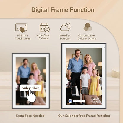 10.1 inch Digital Calendar & Chore Chart,Smart Touchscreen Interactive Display for Family Schedules, Wall & Desk Mountable, Digital Photo Frame Functon, Great for Organizing Your 2025 Calendar