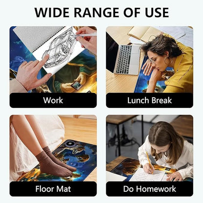 Heated Mouse Pad with 3 Levels Heated & 3 Hours Auto Shut-Off Mouse Pad for Warming Hands in Office Home, 31.5" x 13"Large Safe Desk Mat Hand Warmer，Dog Cards