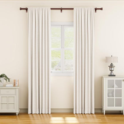 Curtain Rod 2 Pack 32-84 Inch, Heavy Duty 1 Inch Curtain Rod, Antique Bronze Long Adjustable Window Treatment Rods, Modern Design, Easy Installation