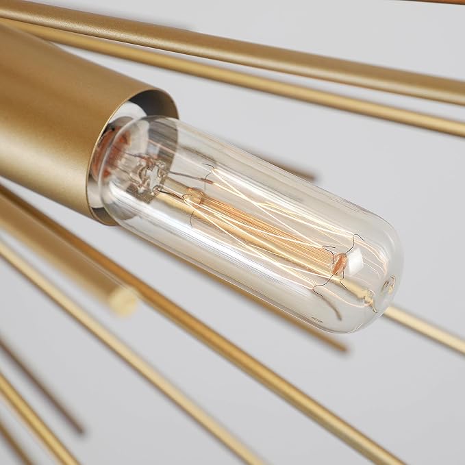 Modern Starburst Chandelier:9 Lights Gold Sputnik Light Fixture for Dining Room Living Room,Bedroom, Kitchen Room, Entryway,Foyer,24in