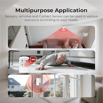 Alarm System for Home Security,WiFi/4G Home Alarm System with DIY,Remote Control App Alert Door Window Sensor Motion Detection No Monthly Fee Compatible with Alexa & Google