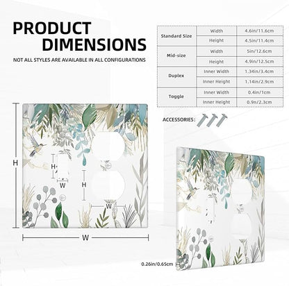 Green Tropical Palm Leaves Flower Plants Hummingbird Wallplates 1 Toggle 1 Duplex Switch Plate Electrical GFCI Faceplate Decorative Light Switch Covers for Bed Room Living Room Decor