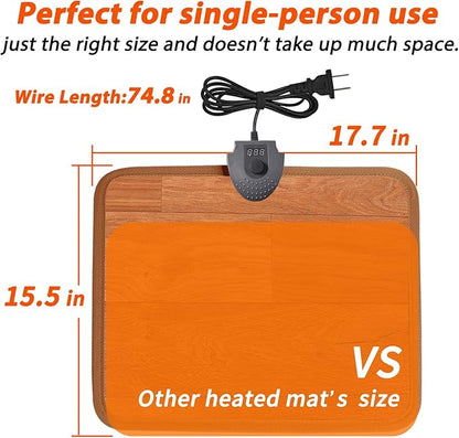 Heated Floor Mat Under Desk for Foot Warmer - Wider 110V Adjustable Temperature Electric Space Heaters Heating Pad - Carbon Crystal & Energy Saving Feet Warmers for Office,Home (Wood Grain)