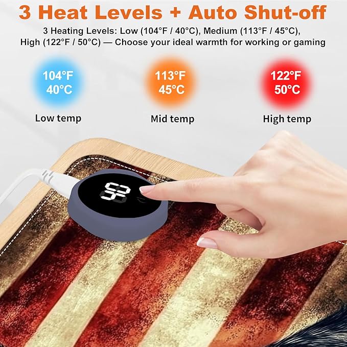 Heated Mouse Pad for Desk 31.5" x 13" – PU Leather Warm Desk Pad with 3 Heat Levels (104°F/113°F/122°F), Plug-in Electric Heating Mat with Auto Shut-Off, Waterproof & Rollable, German Shepherd