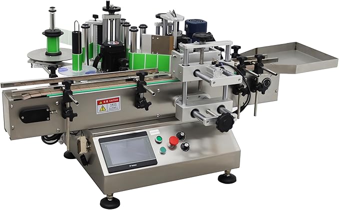 Automatic Round Bottle Labeling Machine Label Sticking Pasting Machine with Conveyor Bottle Diameter 0.78-4.72inch 360°Labeling