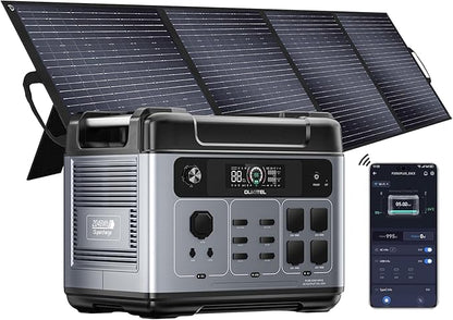 OUKITEL P2001 Plus 2400W Solar Generator with 200W Solar Panel, 2048Wh Solar Power Station with 4 AC Outlets(5000W Peak), 1.5H Full Charging, APP Control Battery Backup for Home, Camping & RVs