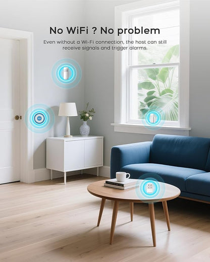 WiFi Door Alarm System, Wireless Alarm System 20 Piece Kit with Phone APP Alert Alarm Siren Door Window Sensor Motion Sensor Compatible with Alexa No Contract Ideal for Home, Garage, Apartment