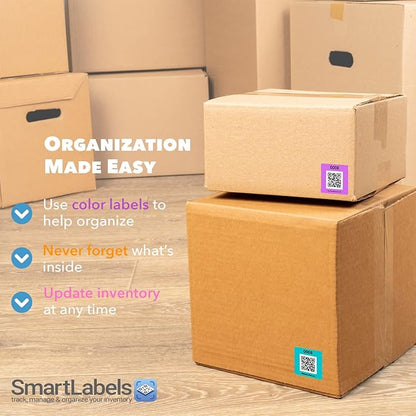 Smart Labels QR Code Stickers Pack of 48 (Modern) Made in USA - QR Code Labels for Storage & Inventory Tracking, Storage Unit Organization, App Stickers for Inventory Organization & Moving Supplies