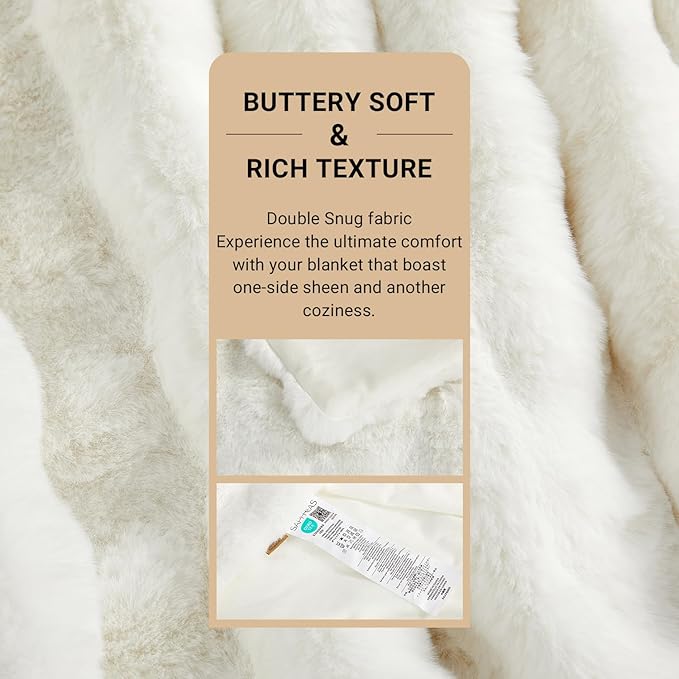 SAPHREAS Faux Fur Throw Blanket for Couch, Fluffy Fuzzy Bubble Blanket for Sofa Bed Living Room, Decor Soft Cozy Gifts for Women Men, 50x60” Cream White