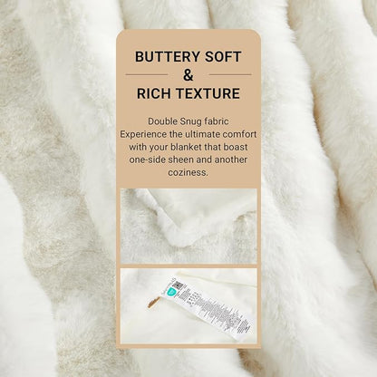SAPHREAS Faux Fur Throw Blanket for Couch, Fluffy Fuzzy Bubble Blanket for Sofa Bed Living Room, Decor Soft Cozy Gifts for Women Men, 60x80” Cream White