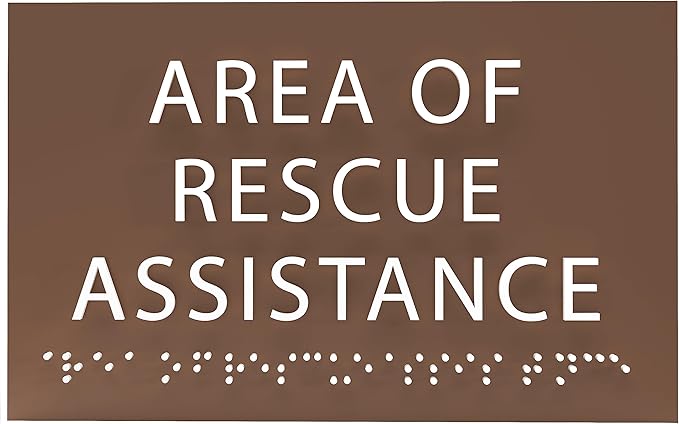6" X4" Area of Rescue Assistance Sign- Tactile Graphics Grade 2 Braille Text ADA Compliant Sign |ADA Compliant Plastic Signs for Schools, Offices, Businesses, Apartments & Restaurants