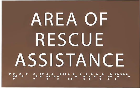 6" X4" Area of Rescue Assistance Sign- Tactile Graphics Grade 2 Braille Text ADA Compliant Sign |ADA Compliant Plastic Signs for Schools, Offices, Businesses, Apartments & Restaurants