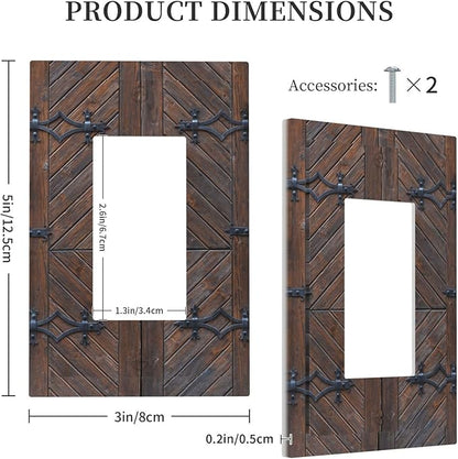 Decorative Outlet Covers Vintage Brown Wood Barn Door 1 Gang Rocker Light Switch Cover Plate Single Decora Light Switch Covers Wall Plate Faceplate for Home Decor （2 Pack）