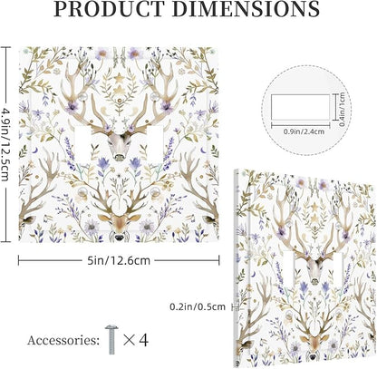 Decorative Switch Plates Gothic Retro Floral Damask Elk Wild Flower 2 Gang Double Toggle Outlet Light Switch Cover Wall Plate Electrical Faceplate For Bed Room Living Room Decor