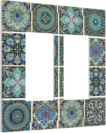Decorative Outlet Covers Mandala Decorative Rustic Vintage Turquoise Pattern 2 Gang Double GFCI Rocker Electrical Wall Panels Light Switch Cover Plate for Bedroom Bathroom Decor
