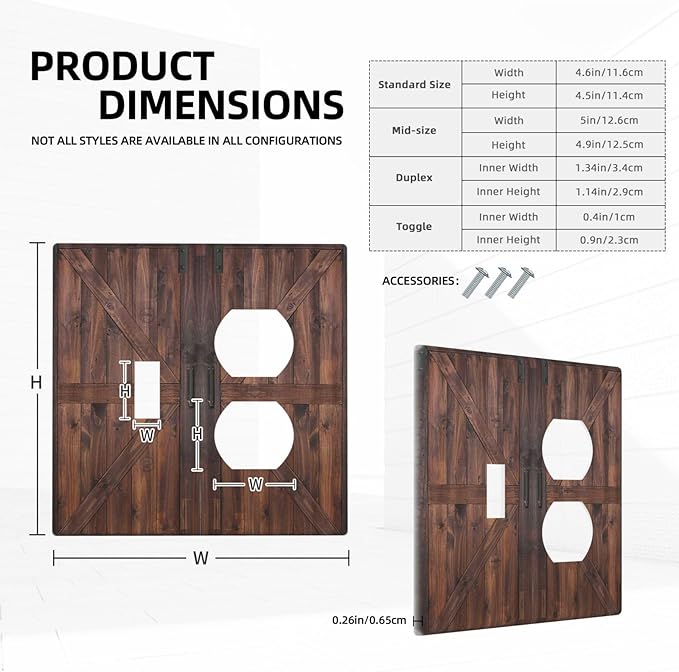 Decorative Outlet Covers Vintage Brown Farmhouse Barn Door 2 Gang Light Switch Cover Plate Single Toggle Duplex Wall Plates for Electrical Outlets Switch Plate Covers for Bedroom Home Decor