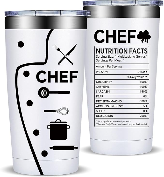 Fufandi Chef Gifts for Men Women - Ideal Gift for Chefs - Gifts for Cooking Lovers, Home Cooks, Bakers, Culinary Students - Tumbler Cup 20oz