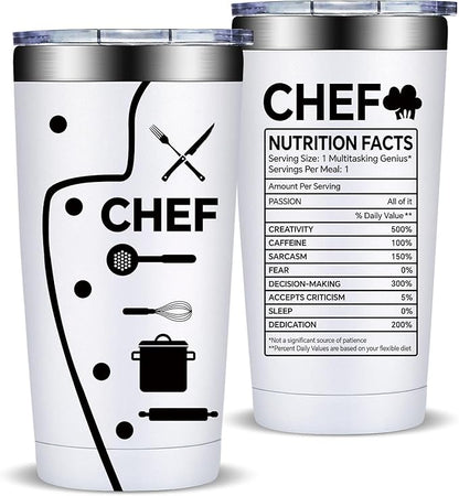 Fufandi Chef Gifts for Men Women - Ideal Gift for Chefs - Gifts for Cooking Lovers, Home Cooks, Bakers, Culinary Students - Tumbler Cup 20oz