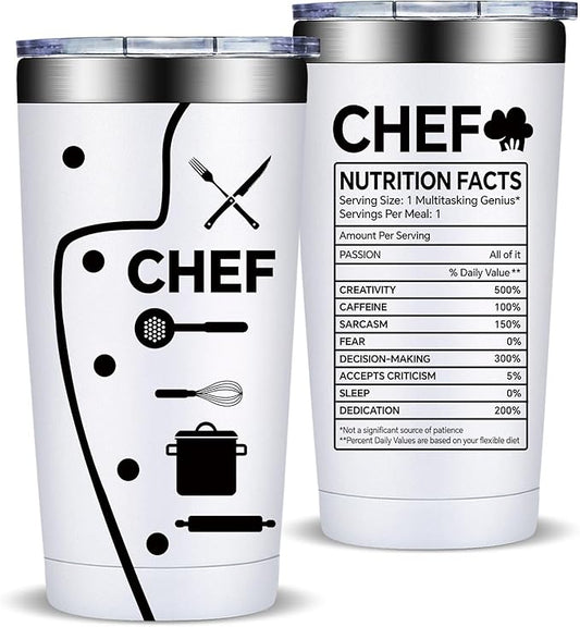 Fufandi Chef Gifts for Men Women - Ideal Gift for Chefs - Gifts for Cooking Lovers, Home Cooks, Bakers, Culinary Students - Tumbler Cup 20oz