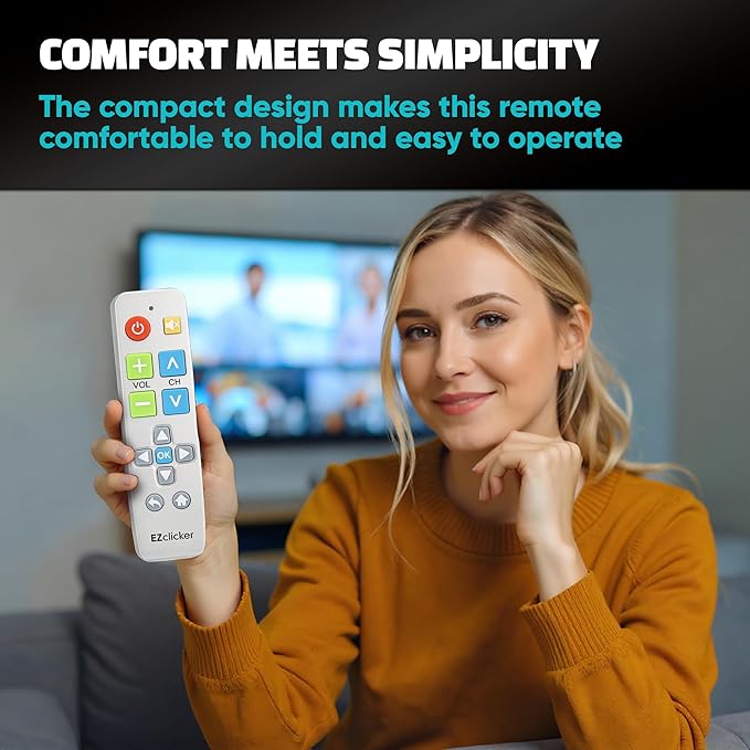 Big Button Universal TV Remote (Silver) Simple Easy to Use, Great for Seniors, Works with Major TV Brands (2xAAA Batteries Not Included)
