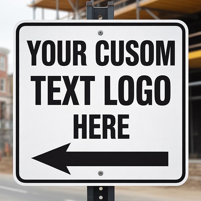 Custom Metal Left or Right Arrow Sign – 28x28 Inches Rust Free .040 Aluminum, Fade Resistant, Personalized Outdoor Sign for Business Workplace Office Home