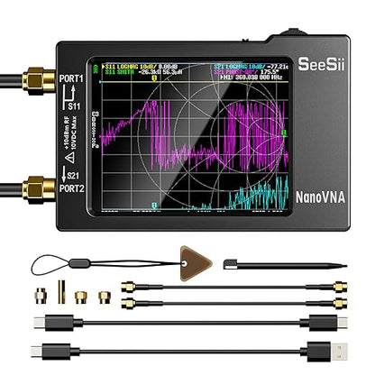 SEESII Nanovna-H Vector Network Analyzer,Upgraded HW3.6 10KHz-1.5GHz MF HF VHF UHF Antenna Analyzer, Measuring S Parameters, Voltage Standing Wave Ratio,Phase,Delay,Smith Chart,Support Data Storage
