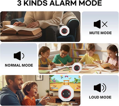 Pomodoro Timer, Flip Cube with 7 presets Countdown, Count up, Rechargeable Small Portable Visual Focus Stopwatch for ADHD, Kids, Classroom, Kitchen, Work, Study, Productivity (Floral White)