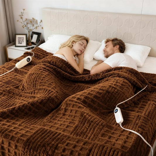 Heated Blanket Electric Queen,Waffle Heating Blanket with 12 Heat Levels, Fast Heating Blanket with 1-12 Timer Settings, Overheat Protection with ETL & FCC for Home Office Sofa-84"x90"