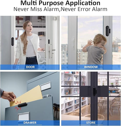 5-Pack Window Alarms for Home Security, 120dB Door and Window Open Sensor Chime for Kid Safety, Pool Safety, Sliding Door, DIY Protection, Easy Installation,Ideal for Home,Garage,Apartment,Black