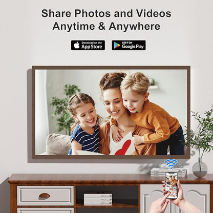 Extra-Large Digital Picture Frame 32"-Wood-Frame - Dual-WiFi 1920x1080 FHD IPS Load Photo Video from Phone via APP Email, Wall Mounted for Home Decoration Wood Grain Design, Gifts for Mom Dad Family