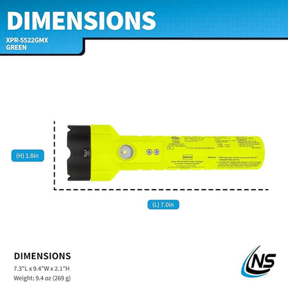 Nightstick XPR-5522GMX Intrinsically Safe Dual-Light Flashlight w/Magnets-Rechargeable-Green-UL913 / ATEX, Multicolor