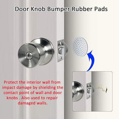 JO.KO Door Knob with Lock and Key, Round Ball Lock Interior/Exterior Door Knob for Bedroom Or Bathroom/Entry Door Handle (Stainless 2Pack)