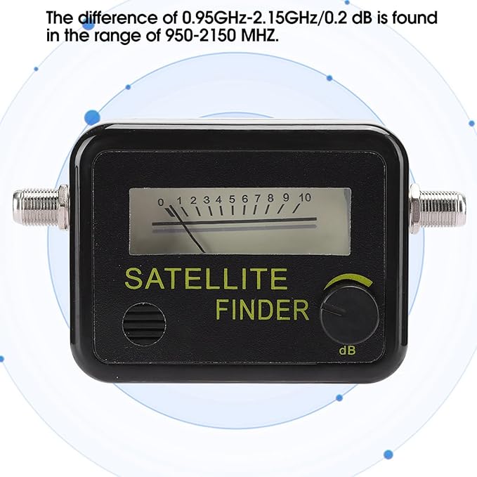 Pissente Satellite Signal Meter, Satellite Finder Meter Satellite Detector Digital Screen 0.95GHz-2.15GHz 0.2 dB Sensitivity 7dB for Easy Antenna Adjustment with dB Level Control