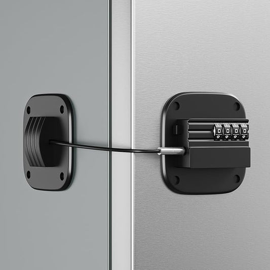 Fridge Lock with Combination, No Key Required, Upgrade Refrigerator Lock with Adhesive and Screws, Freezer Cabinet Pantry Drawer Latch to Keep Door Closed, for Kids Adults Cats & Dogs, Black