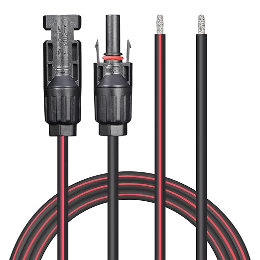 Solar Cable 10 Feet 2x12 AWG Twin Wire Solar Extension Cable, Copper Strand with Female and Male Connectors on Single end, Solar Panel Cable Wire & Adaptor for Home, Shop and RV Solar Panels
