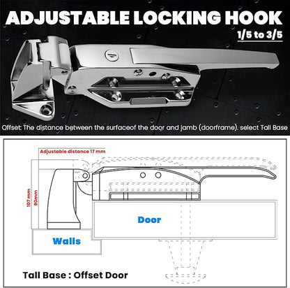 New Upgraded Walk in Cooler Door Handle, Walk in Cooler Door Closer Complete Latch Kit, Cooler Door Radial Latch, Offset -1/5 In-3/5 in(Offset) and 5.9" Solid Metal Interior Release Handle