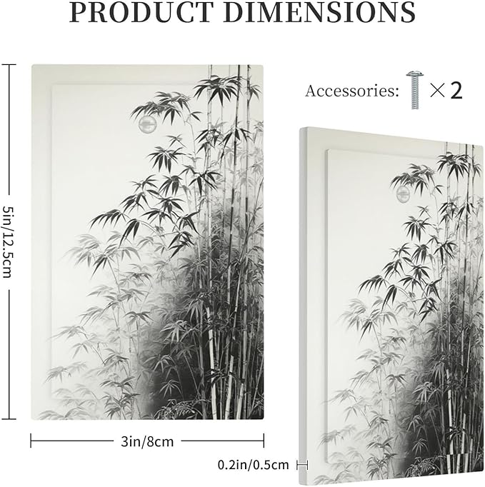 Watercolor Vintage Ink Bamboo Forest 1-Gang No Device Blank Wallplate Electrical Light Switch Covers Decorative Receptacle Face Plate Cover for Bathroom 5 X 3 IN