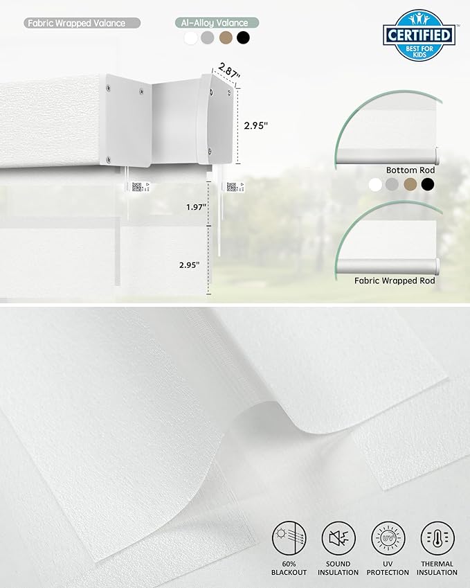 Yoolax Smart Blinds Motorized Matter Zebra Blinds Compatible with Alexa, Google Home, Apple Homekit,Window Shades Blackout Electric Custom Roll Up Indoor Cordless Zebra Blinds for Home(Sheer White)
