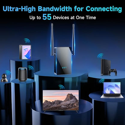 2026 WiFi Extender Signal Booster, New Gen Internet Booster for Home, 4X Faster, Covers up to 10,000 sq.ft, Wi-Fi Repeater with Ethernet Port, Wireless Long Range Amplifier, Easy Setup (Black)