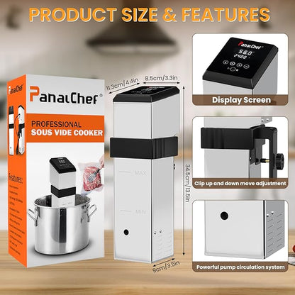 Commercial Sous Vide Machine for Restaurant, 1600W Sous Vide Cooker, 360° Immersion Circulator, 15dB Ultra-Quiet, IPX7 Waterproof, Powerful Pump Design, Accurate Temperature Control