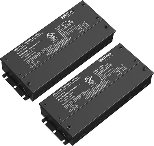 EMITEVER Dimmable Led Driver, 2 Packs 96W AC 110V-277V to DC 24V Transformer, 5-in-1 Dimming: ELV/MLV/TRIAC / 0-10V / 1-10V / 10V PWM/Potentiometer, Waterproof IP67 and UL Listed