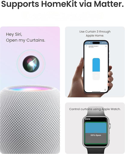 SwitchBot Smart Automatic Curtain Opener 2 Packs with Hub3 - Bluetooth Remote Control with App/Timer, High-Performance Motor, Unlimited Power, Compatible with Alexa, Google Home, HomeKit