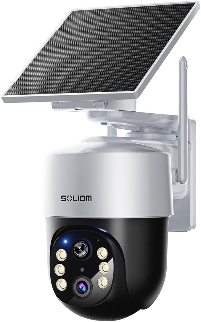 SOLIOM- True 8MP HD Security Cameras Outdoor Wireless, Add-On Camera, Solar Powered, Auto Tracking,Requires Homebase, Homebase Supports Up to 4 Cams