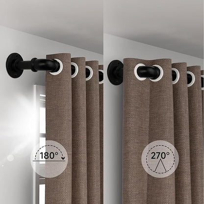Black Curtain Rods 18 to 88 Inch, Industrial Curtain Rods,Adjustable Length,1 in Diameter Pipe,Wall or Ceiling Mounted,for Bedroom and Living Room(Black 18” to 88”)