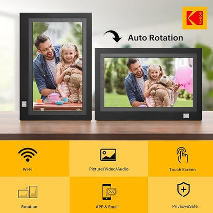 KODAK WiFi Digital Picture Frame, 11.6 Inch 1920 * 1080 IPS FHD Touchscreen Digital Photo Frame with 32GB Storage, Easy Setup to Share Photos or Videos, The Best for Family and Friends(Black)