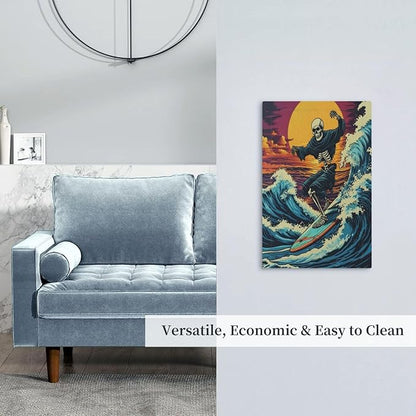 Skeleton Riding Surfboard on Wave In The Ocean Light Switch Covers No Device Wall Plate 1 Gang Decorative Blank Switchplate Electrical Faceplate for Farmhouse Living Bedroom Decor