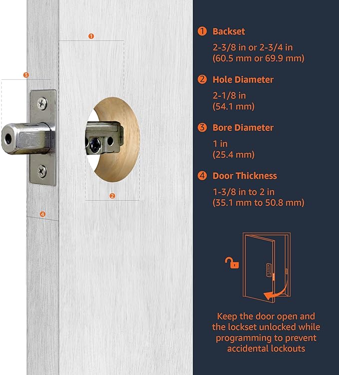 Amazon Basics Traditional Electronic Keypad, Keyless Entry Door Lock Deadbolt with Handle Set, Key Pad Front Door with Knob, Traditional Door Locks for Front Door, Door Handle, Satin Nickel, 1-Pack