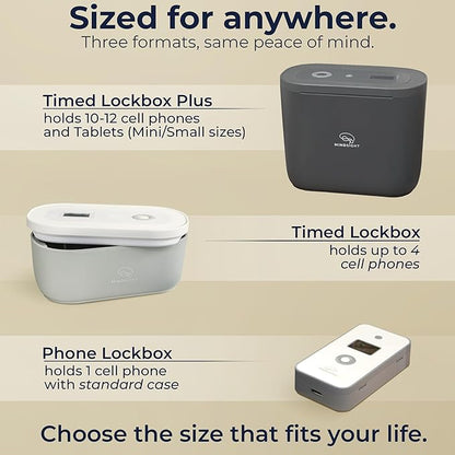 Mindsight Timed Lock Box Plus | Fits Small Tablets (iPad Mini), Phones (10+) & More | Great for Schools & Families | Helps Reduce Screen Time & Build Better Habits | Out of Sight ~ Out of Mind