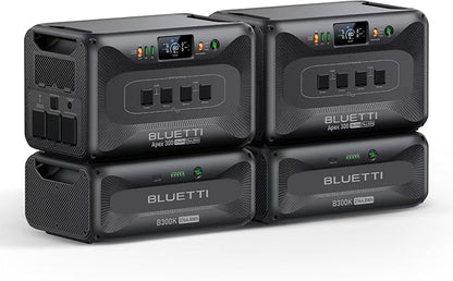 BLUETTI 2 Apex 300 Solar Generators & 2 B300K (2025 New), 11kWh LFP Battery Backup with 12 7680W AC Outlets, 120V/240V Dual Voltage Output, Ultimate Modular Power for Home and Emergency Backup